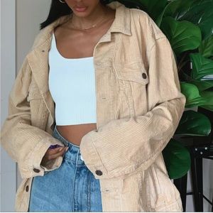 Princess Polly Western Cord Jacket Beige